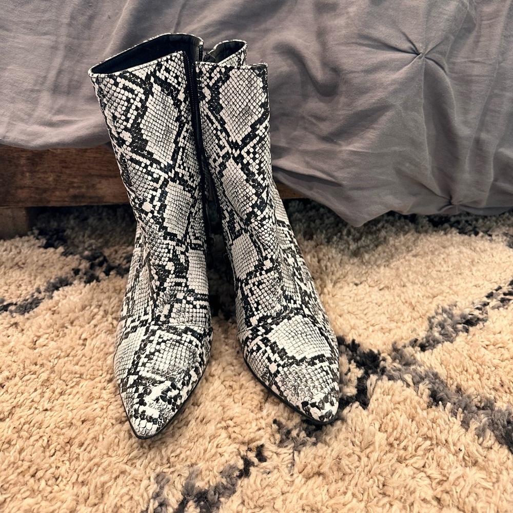 Snakeskin booties